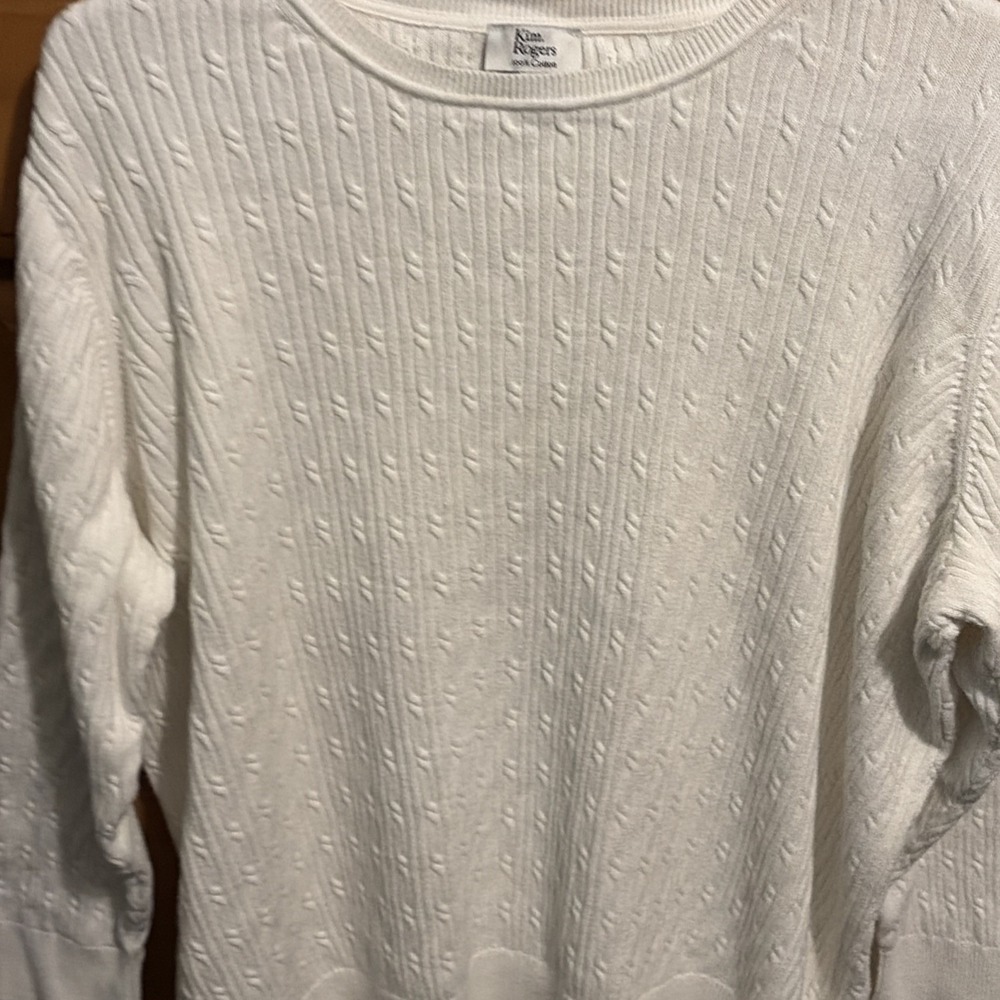 Women's Kim Rogers Sweater Size 2X, White Preppy Sweaters, Womens Sz 2X tops
